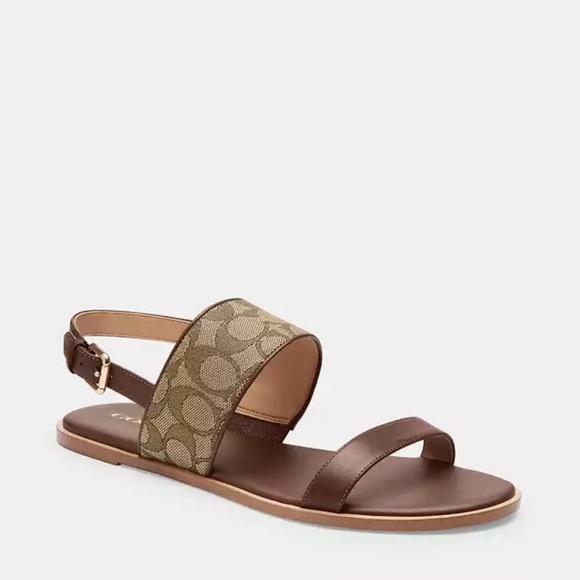 COACH Harley One-Strap Sandals Women's Brown - Picture 4 of 5